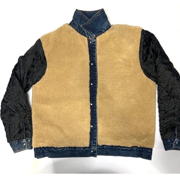 PCI By Kenpo Denim & Sherpa Jacket Blue Cotton Blend Jean Jacket Size L - Picture 4 of 14